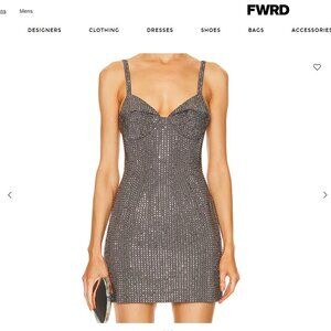 AREA Crystal Embellished Mini Dress